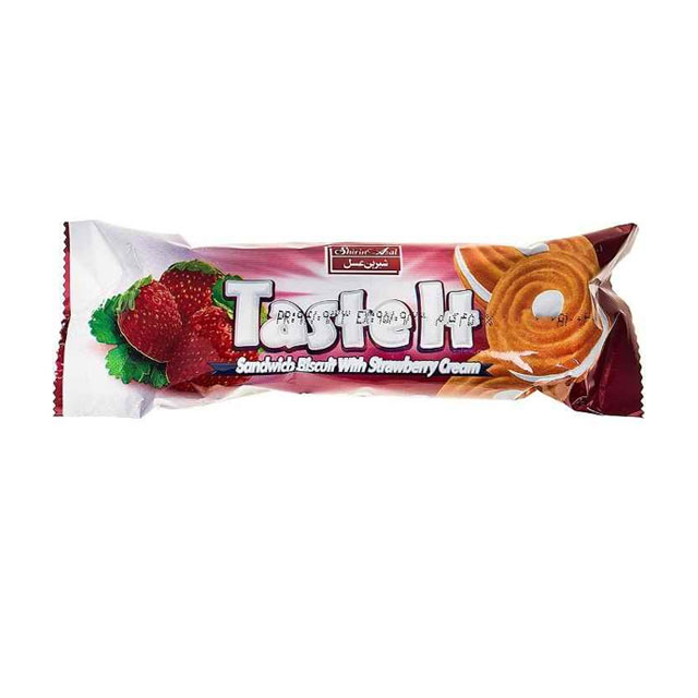 بیسکویت کرمدار توت فرنگی شیرین عسل سری تیست ایت 45 گرمی