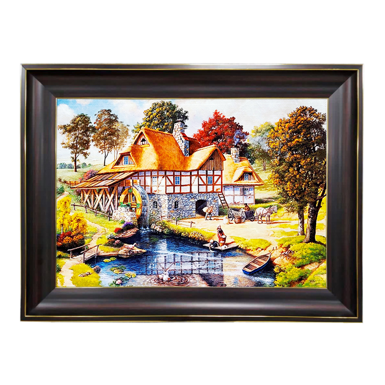 تابلو فرش چاپی طرح کلبه کد 10160 سایز 60×40 سانتی متری