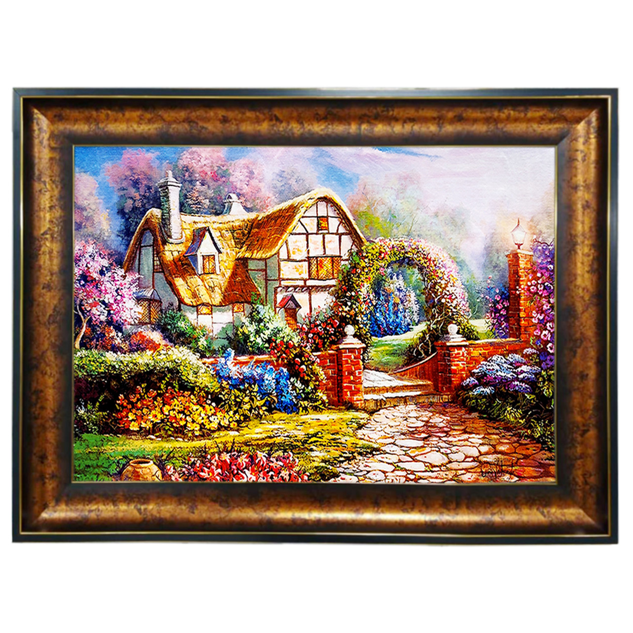 تابلو فرش چاپی طرح کلبه کد 10120 سایز 100×50 سانتی متری