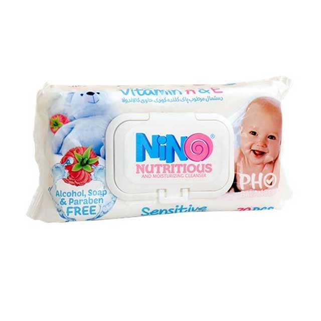 دستمال مرطوب کودک حاوی کالاندولا میوه ای درب دار نینو 70 برگی