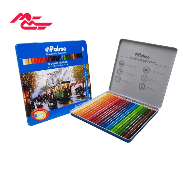 مداد رنگی تخت فلز پالمو بسته 24 عددی