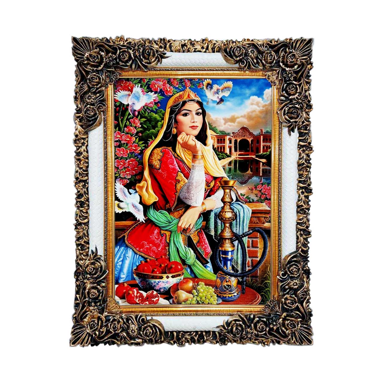 تابلو فرش چاپی طرح بانو کد 13010 سایز 50×50 سانتی متری