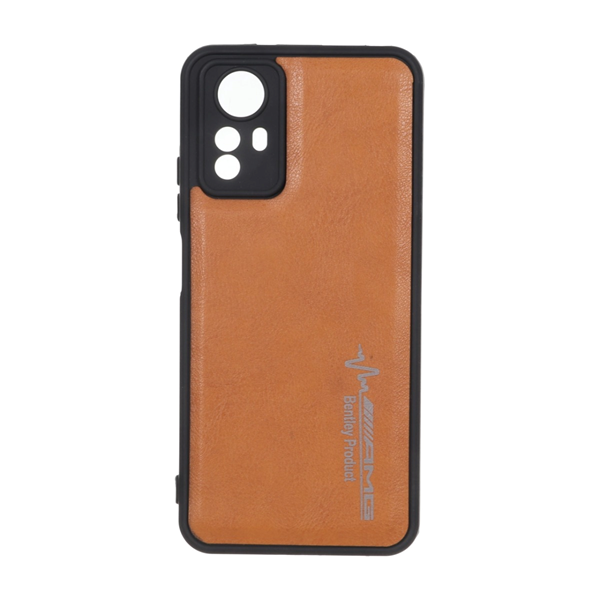 قاب طرح چرم AMG محافظ لنزدار Xiaomi Redmi Note 12S - عسلی