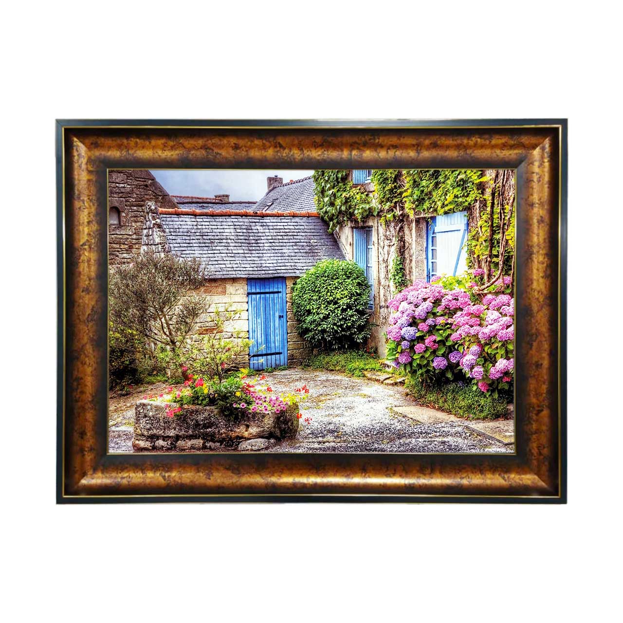 تابلو فرش چاپی طرح خانه باغ کد 10004 سایز 50×35 سانتی متری