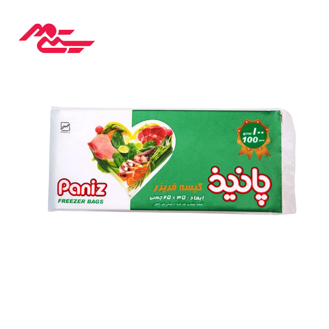 کیسه فریزر پانیذ مدل چسبی بسته 100 عددی