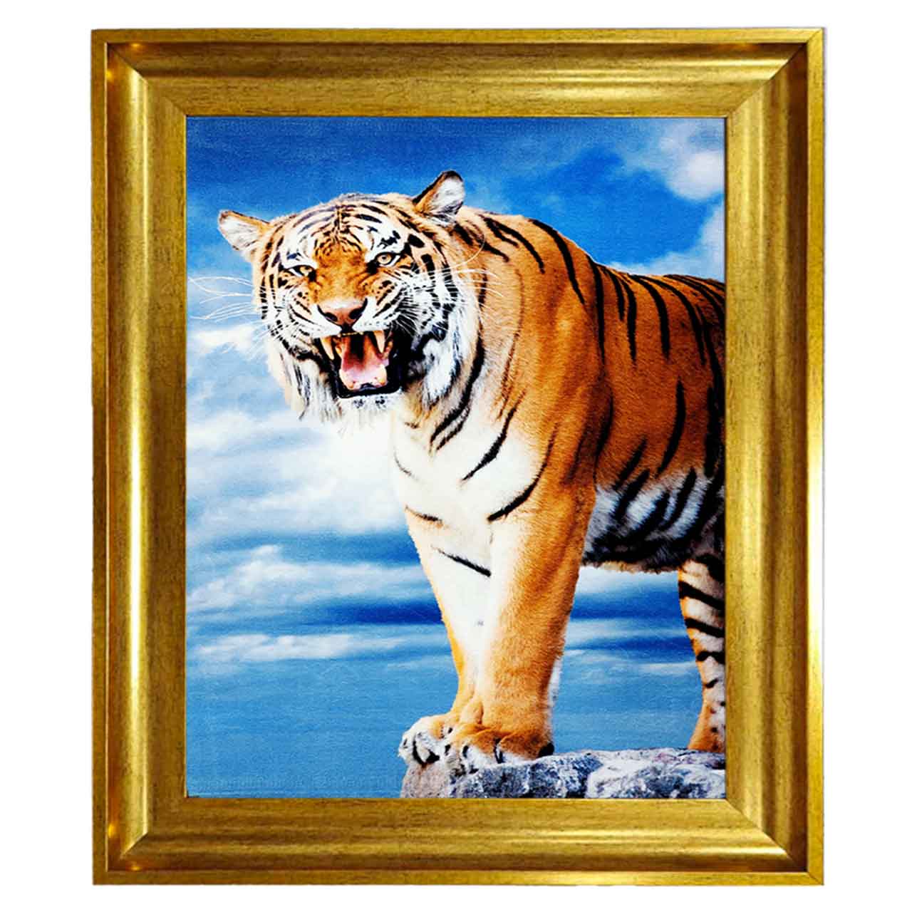 تابلو فرش چاپی طرح ببر کد 14302 سایز 100×70 سانتی متری