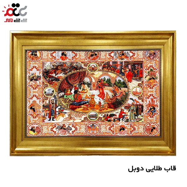 تابلو فرش چاپی طرح قاجار کد 10266 سایز 100×70 سانتی متری