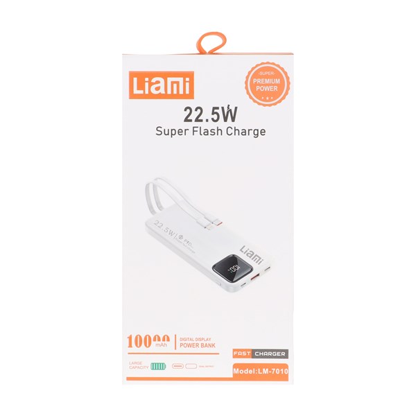 پاوربانک (PD و فست شارژ) Liami 22.5W 10000mAh مدل LM-7010 - سفید (گارانتی شش ماهه شرکتی)