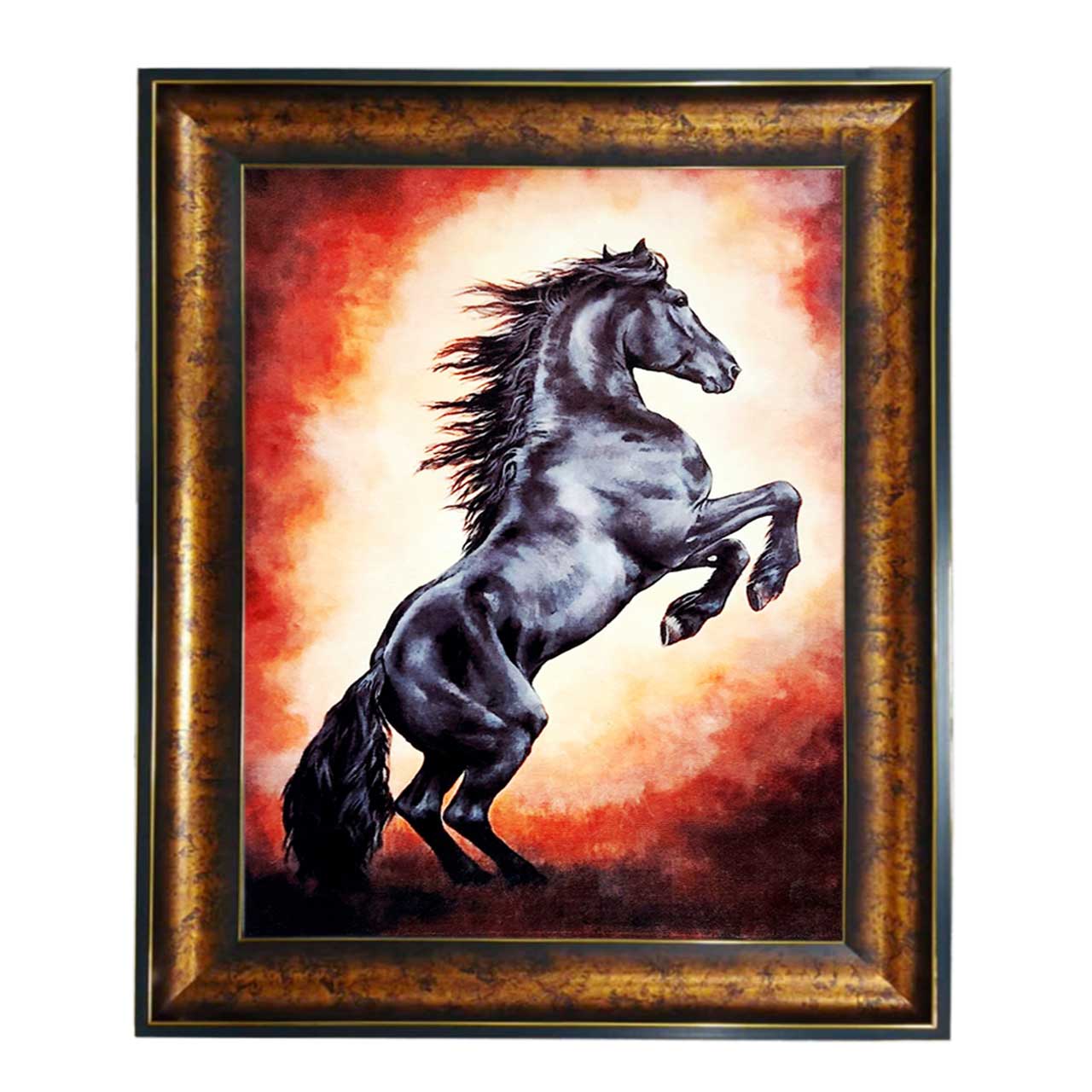 تابلو فرش چاپی طرح اسب کد 14605 سایز 100×50 سانتی متری