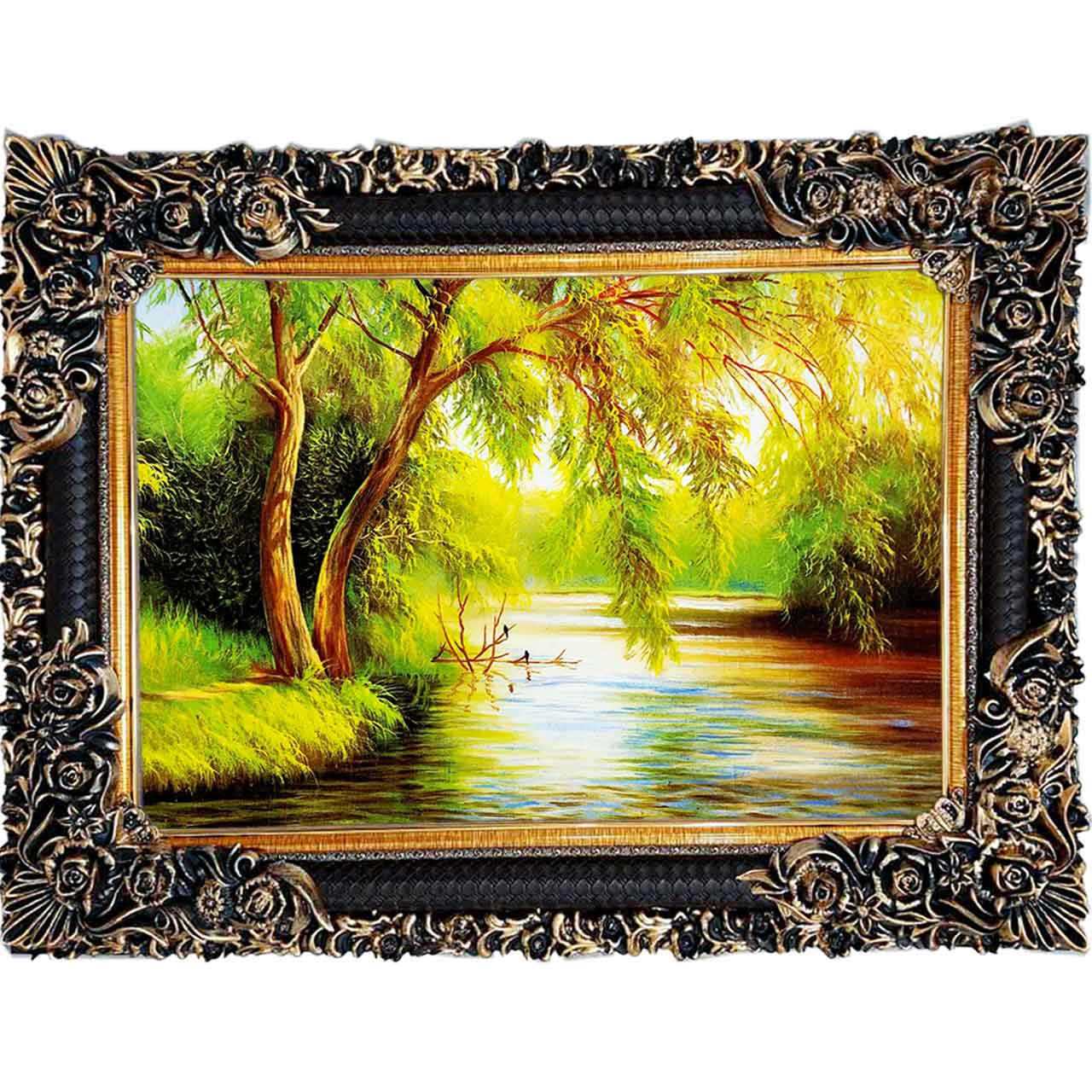 تابلو فرش چاپی طرح برکه کد 10091 سایز 100×70 سانتی متری