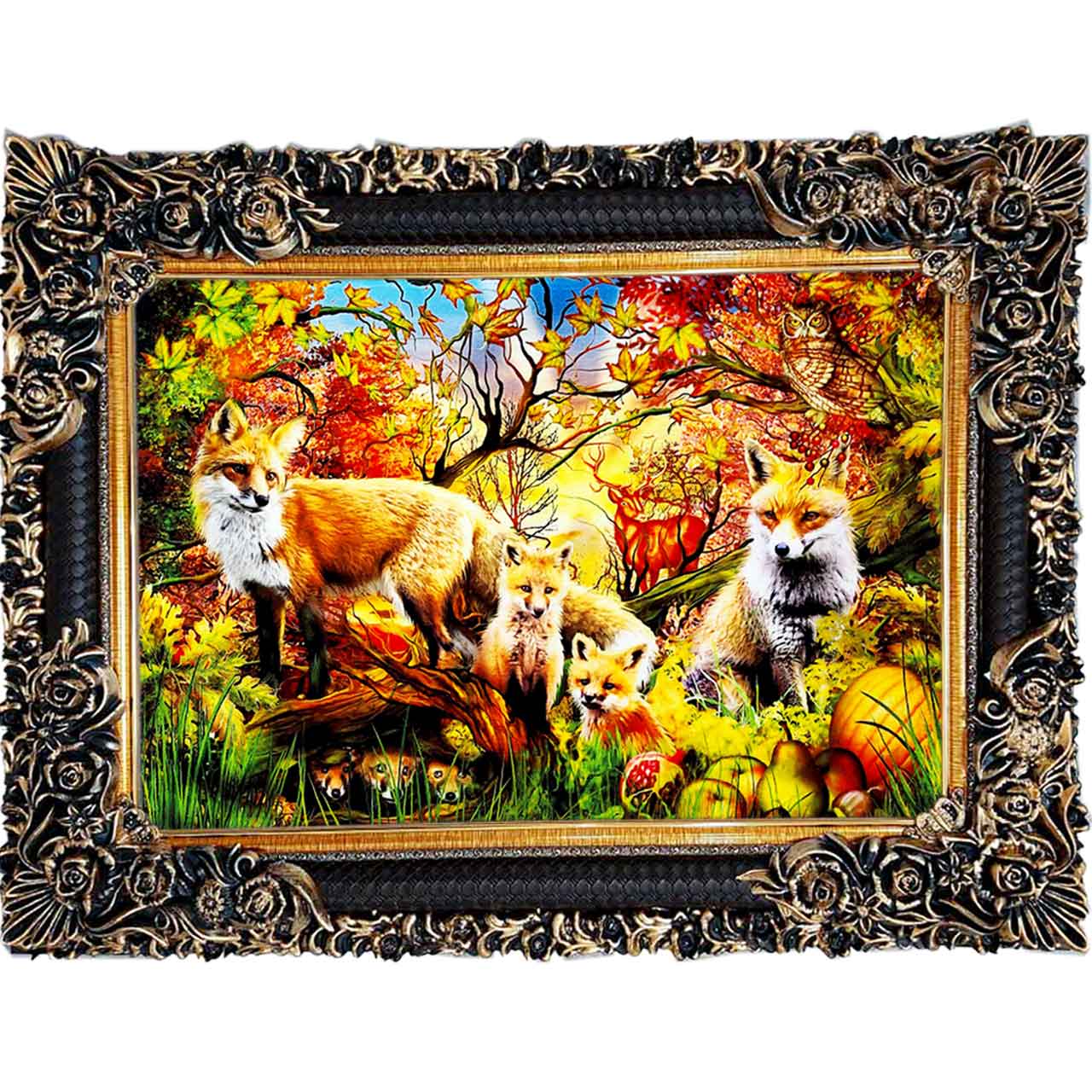 تابلو فرش چاپی طرح روباه کد 14053 سایز 100×70 سانتی متری