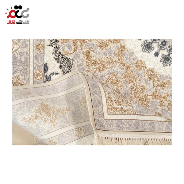 فرش ماشینی طرح رعنا p متالیک کرم حاشیه کرم