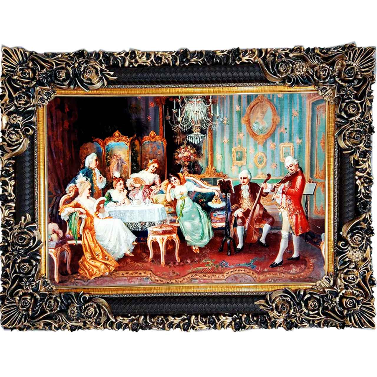 تابلو فرش چاپی طرح مهمانی کد 11057 سایز 100×70 سانتی متری