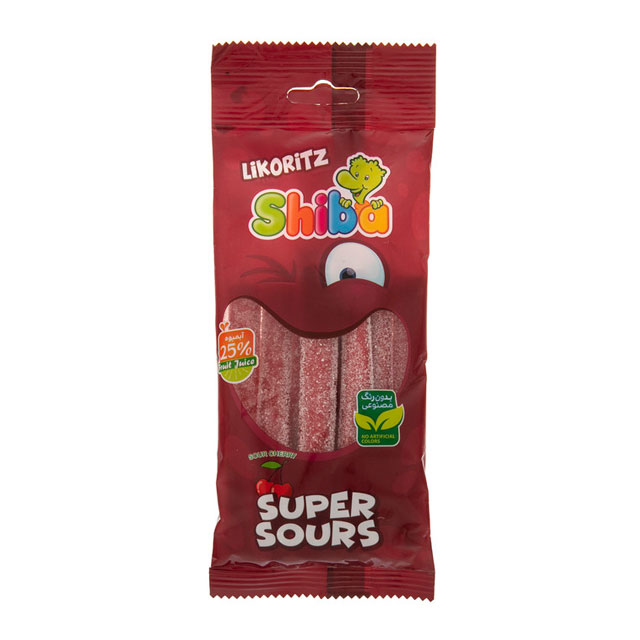 پاستیل لیکوریتز شکری با طعم آلبالو شیبا 90 گرمی