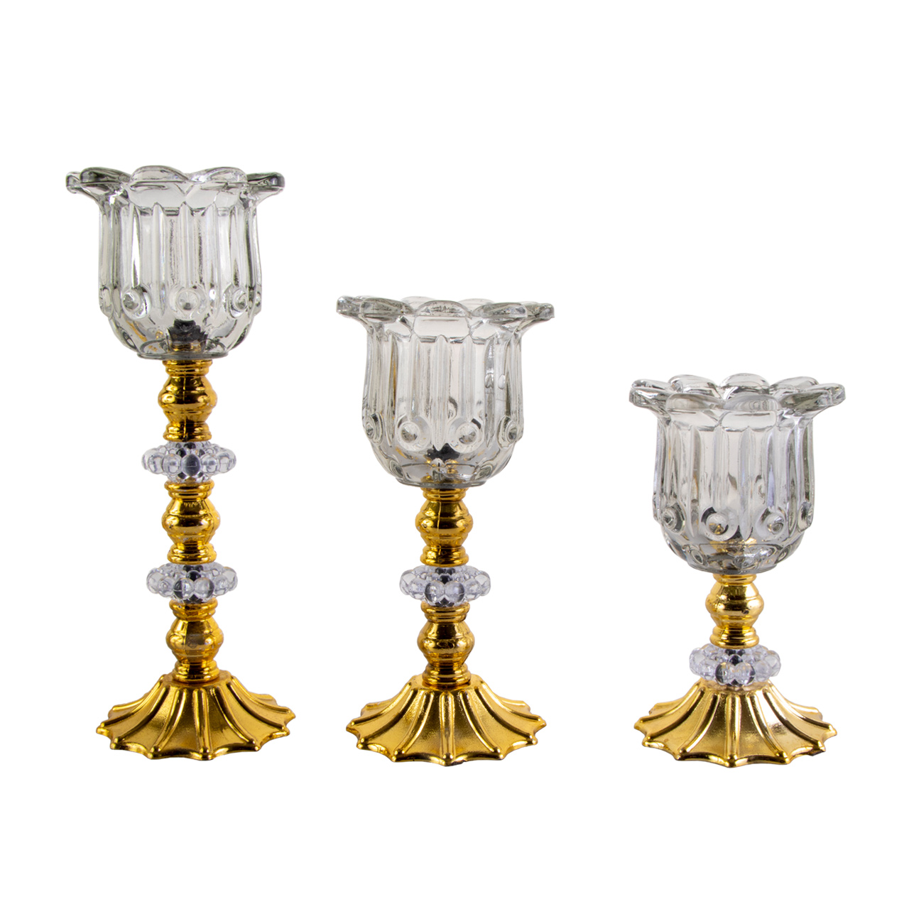 جا شمعی پایه دار طرح گل مجموعه 3 عددی کد 01