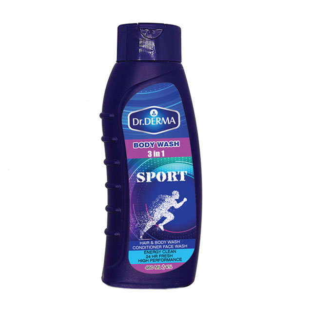 شامپو بدن اسپرت مردانه دکتر درما مدل چند منظوره  460 میلی لیتری