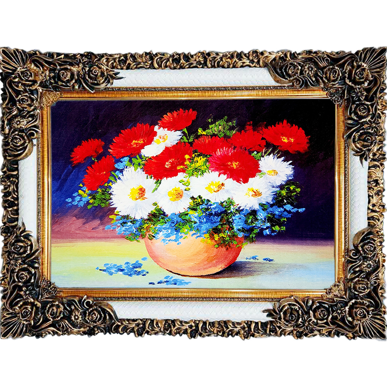 تابلو فرش چاپی طرح گل کد 12014 سایز 100×70 سانتی متری