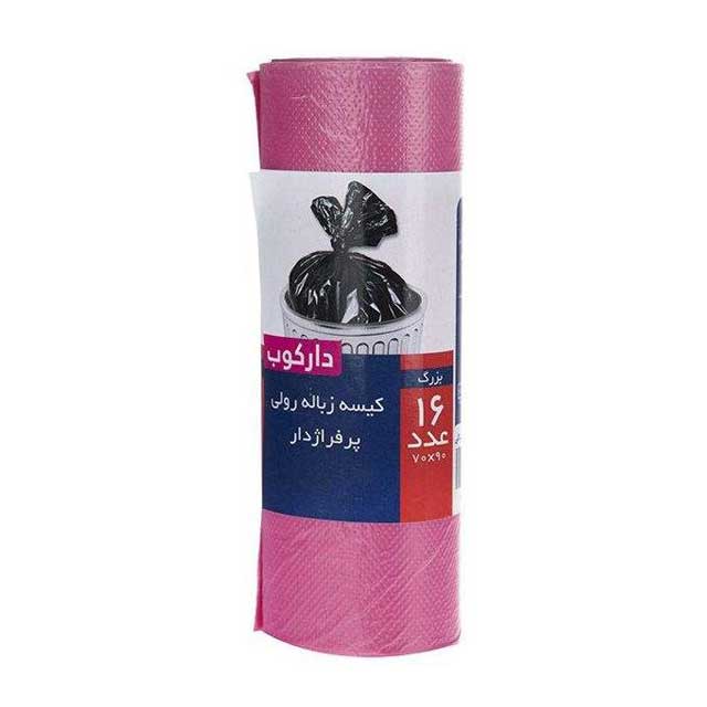 کیسه زباله رولی پرفراژدار قرمز سایز بزرگ دارکوب 16 عددی