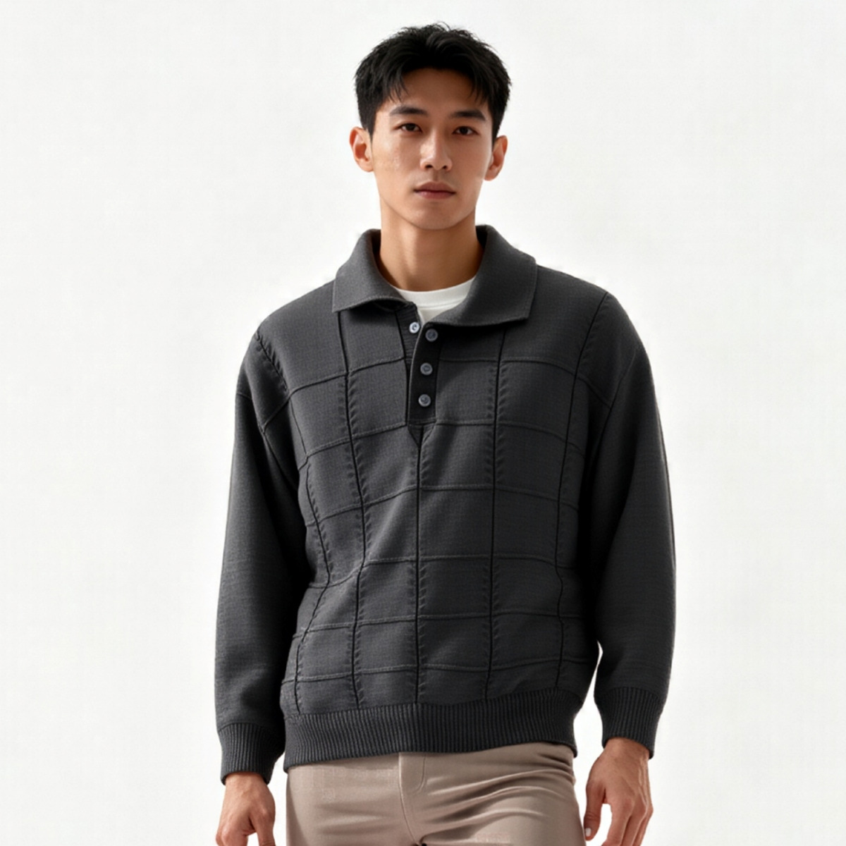 بلوز بافت یقه دار مردانه