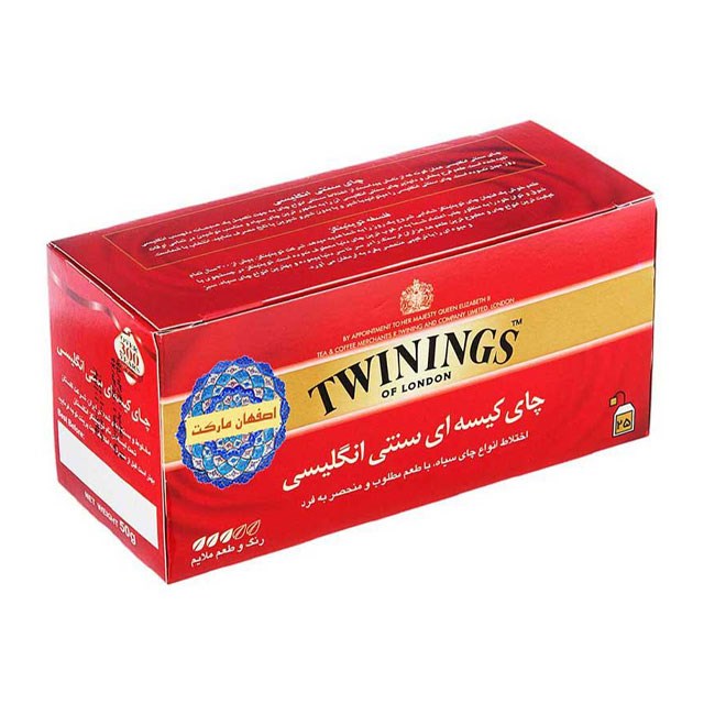 چای کیسه‌ای سنتی انگلیسی توینینگز بسته 25 عددی
