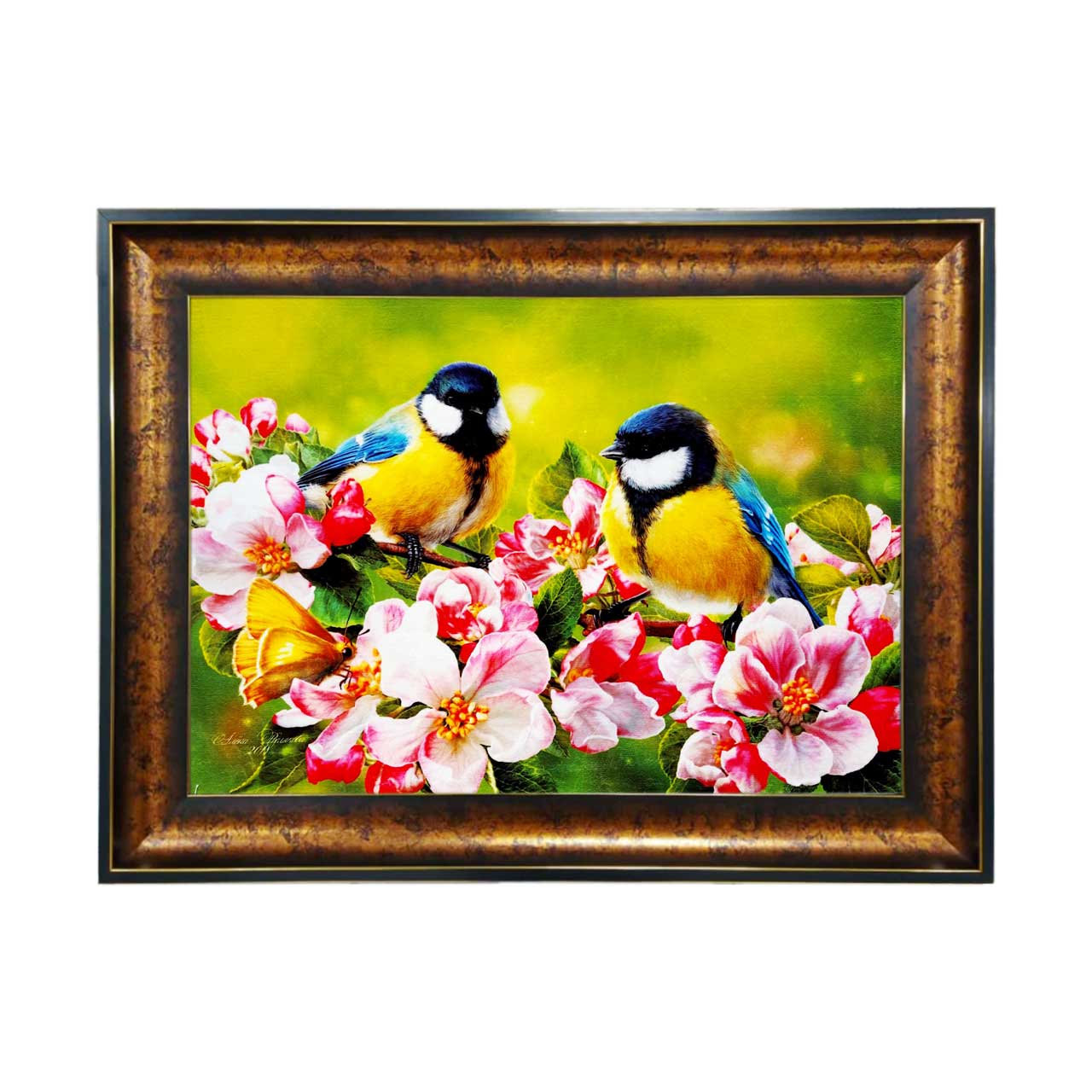 تابلو فرش چاپی طرح گنجشک کد 14027 سایز 50×35 سانتی متری