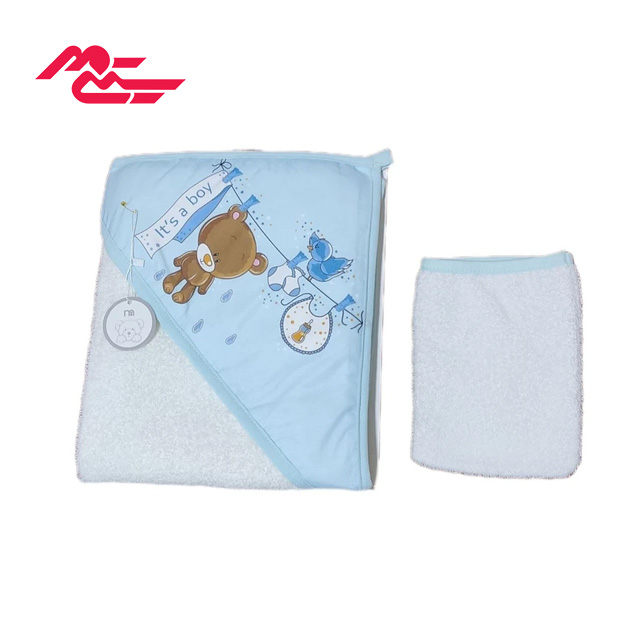 ست حوله کلاه دار و لیف نوزادی Mothercare طرح خرس وبند رخت