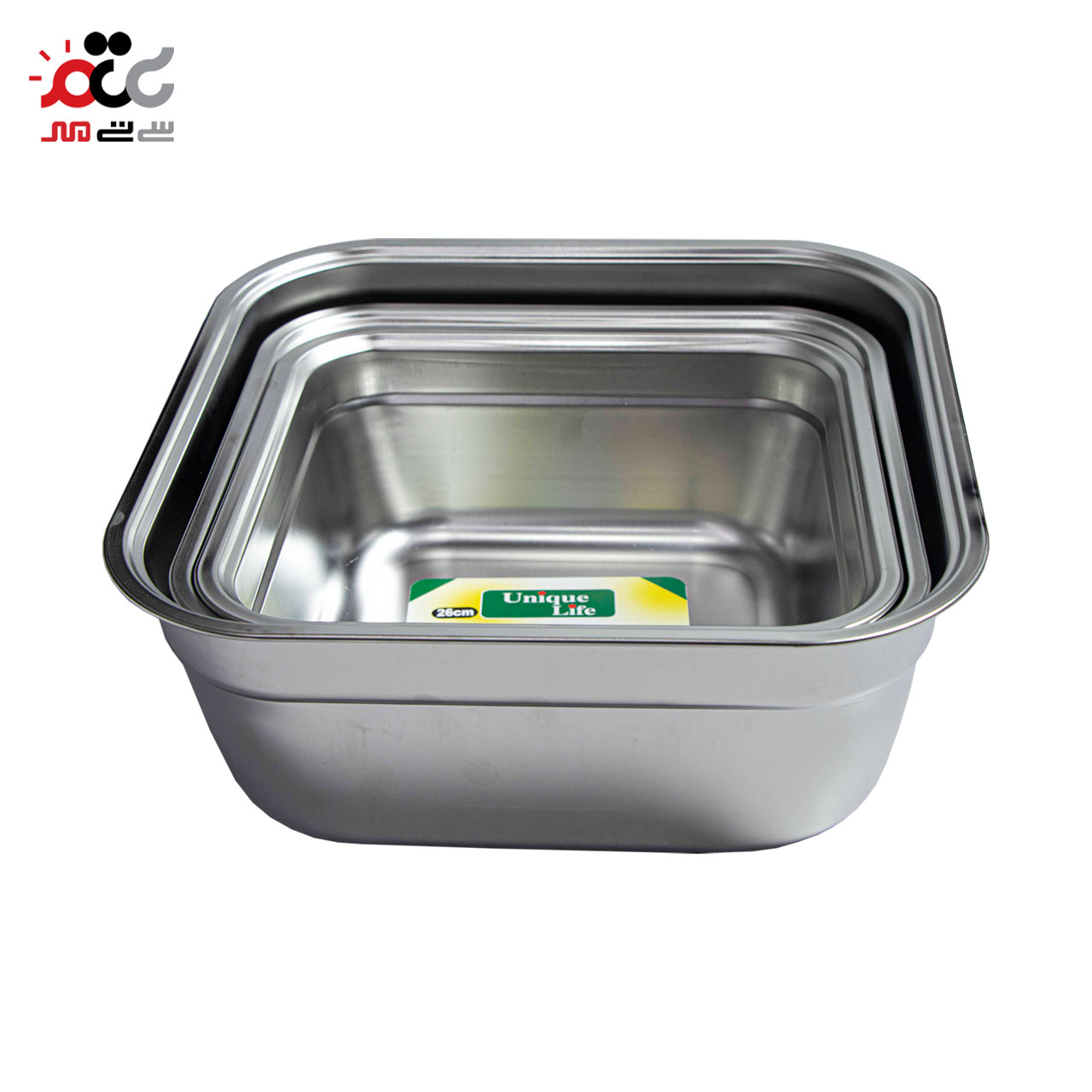 سرویس لگن 3 تکه استیل یونیک لایف مدل چهار گوش