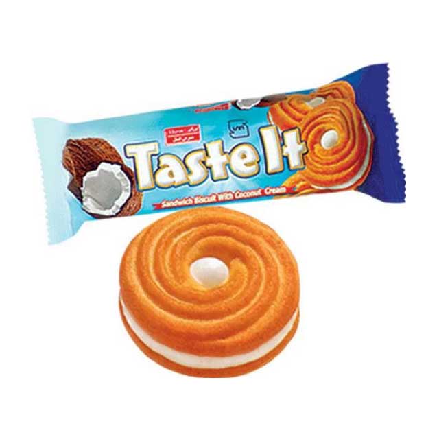 بیسکویت کرمدار نارگیلی شیرین عسل سری تیست ایت 45 گرمی