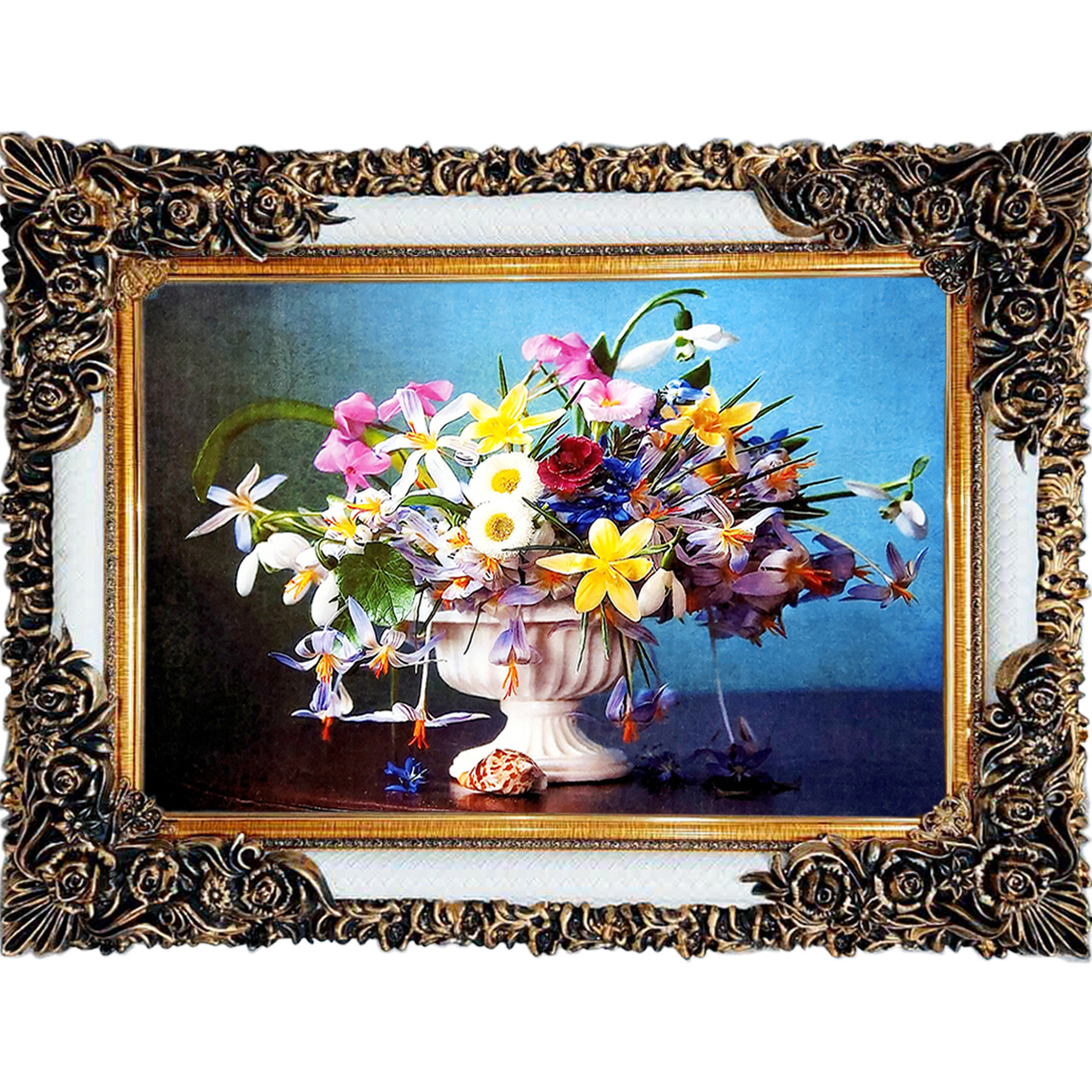 تابلو فرش چاپی طرح گل کد 12010 سایز 100×70 سانتی متری