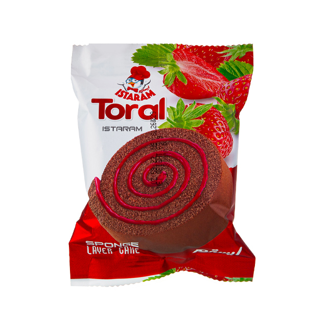 کیک رول کاکائویی آیسترول با طعم توت فرنگی 65 گرمی