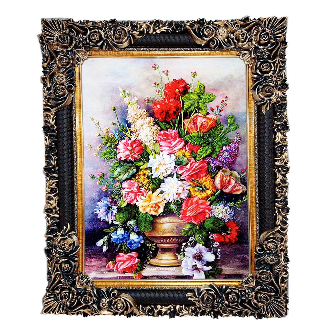 تابلو فرش چاپی طرح گل کد 12301 سایز 70×50 سانتی متری