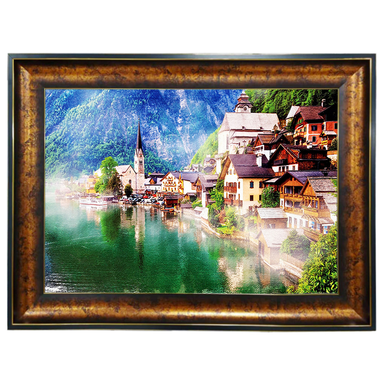 تابلو فرش چاپی طرح دریاچه کد 10033 سایز 100×50 سانتی متری