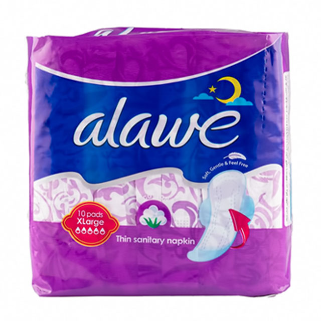 نوار بهداشتی فلاف بالدار نازک کتان  آلاوه سایز خیلی بزرگ 10 عددی