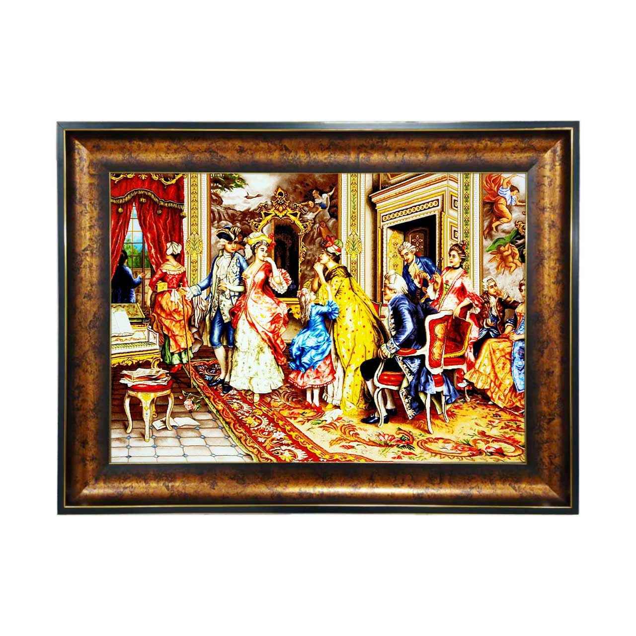 تابلو فرش چاپی طرح ضیافت کد 11003 سایز 50×35 سانتی متری