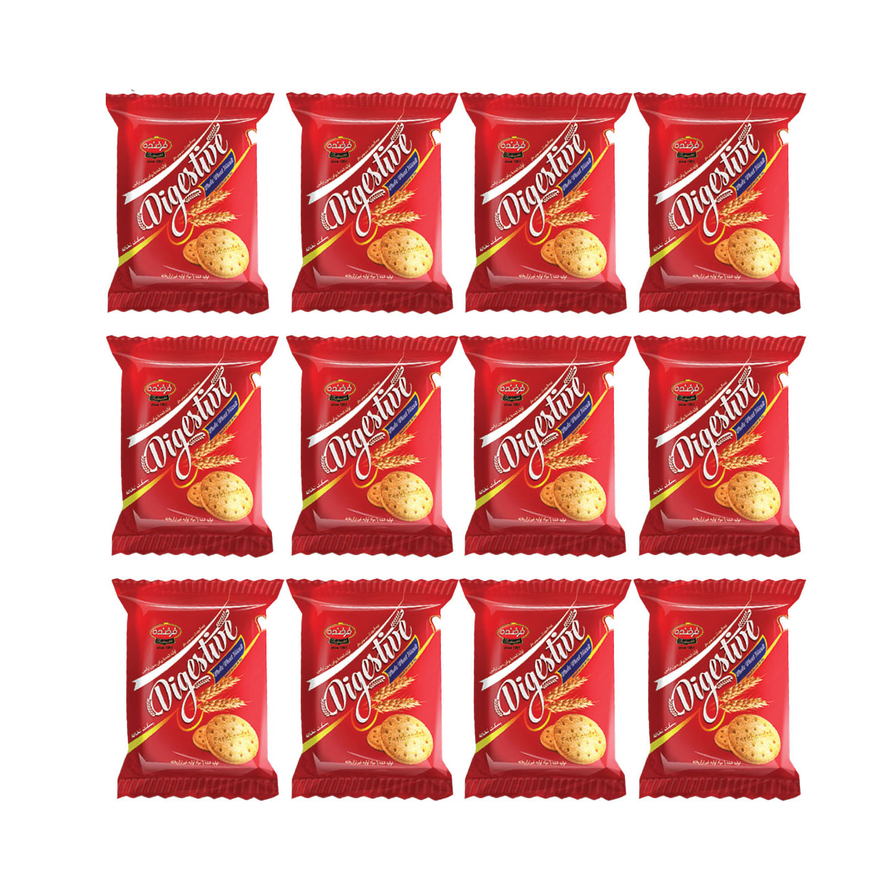 بیسکویت سبوس دار فرخنده 3 عددی بسته 96 عددی