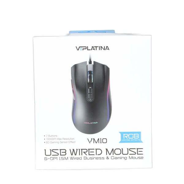 ماوس با سیم گیمینگ VIPLATINA مدل VM10 - مشکی (گارانتی 18 ماه تعویض نیکان همراه)