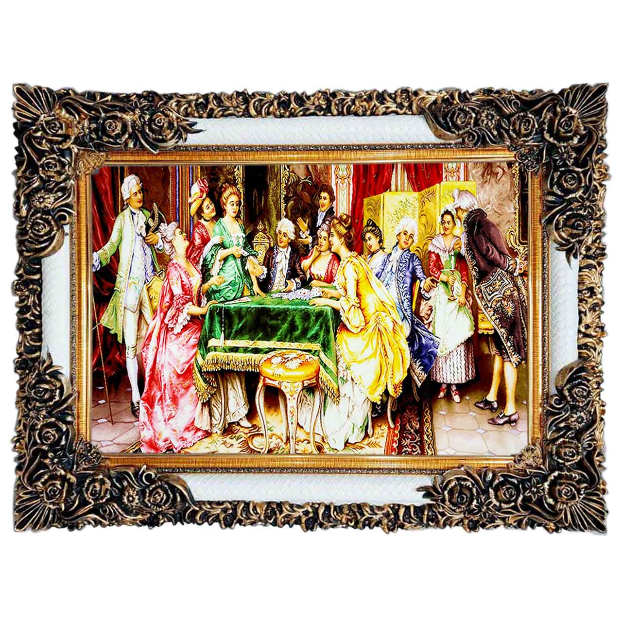 تابلو فرش چاپی طرح ضیافت کد 11007 سایز 100×50 سانتی متری