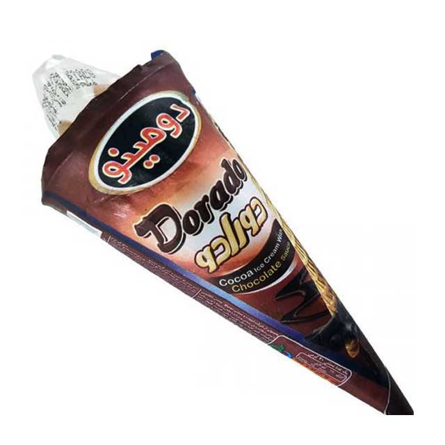 بستنی قیفی کاکائویی دورادو دومینو 70 گرمی