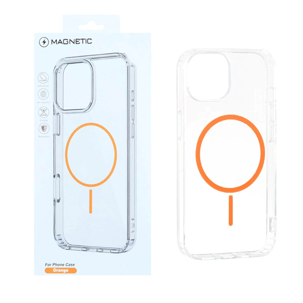 قاب اورجینال Magnetic دور ژله ای MagSafe مدل Apple iPhone 13 / iPhone 14 - نارنجی (پک دار)