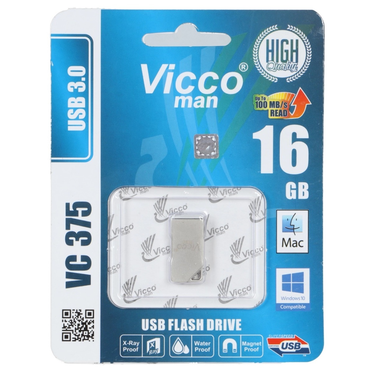 (گارانتی مادام العمر رایانه نوین سگال) نقره ای Vicco man VC375 S USB3.0 Flash Memory - 16GB