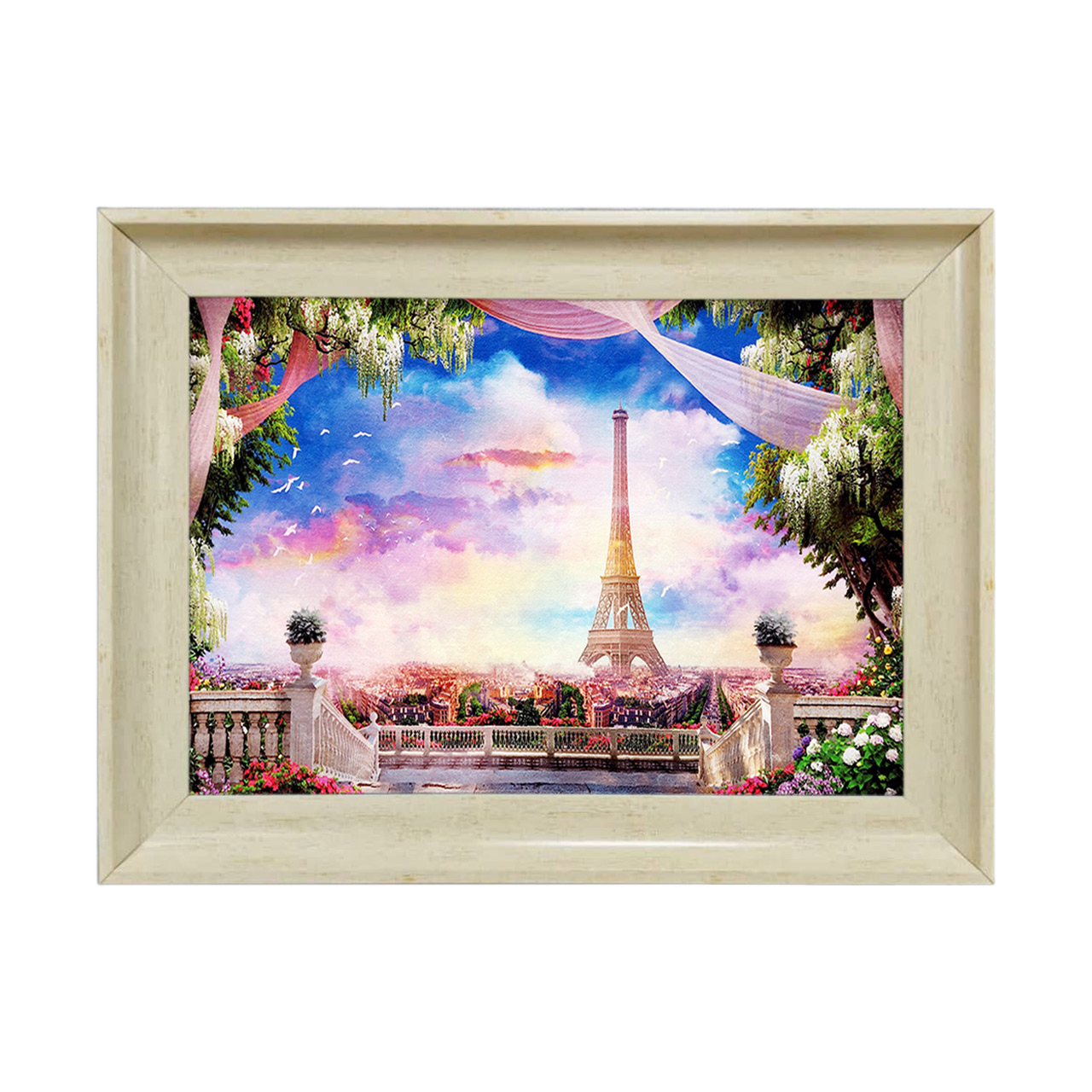تابلو فرش چاپی طرح برج ایفل کد 10273 سایز 50×35 سانتی متری