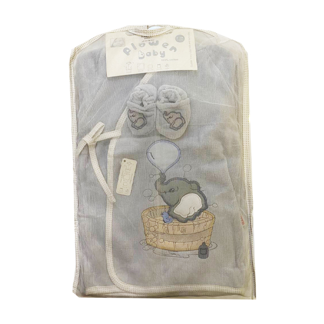 ست حوله نوزادی flowen baby طرح فیل بسته 5 عددی