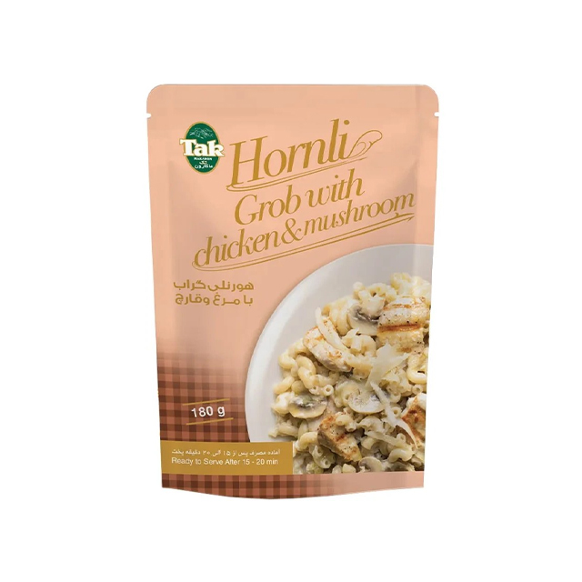 ماکارونی پاستا نیمه آماده هورنلی گراپ با مرغ و قارچ 