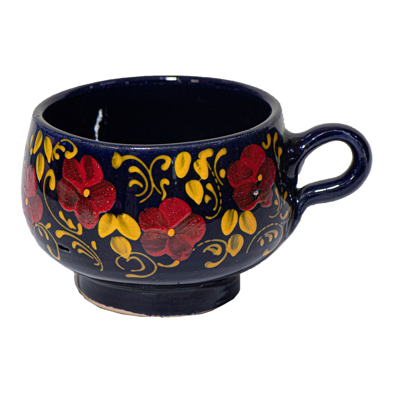 فنجان سفالی مدل شیرخوری طرح گل دار