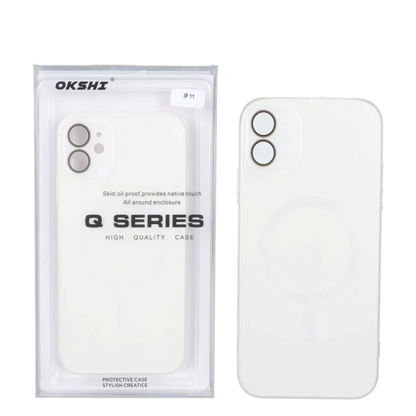 قاب اورجینال PVD MagSafe Qseries ضدخش لنز گلس دار Apple iPhone 11 - سفید (پک دار)