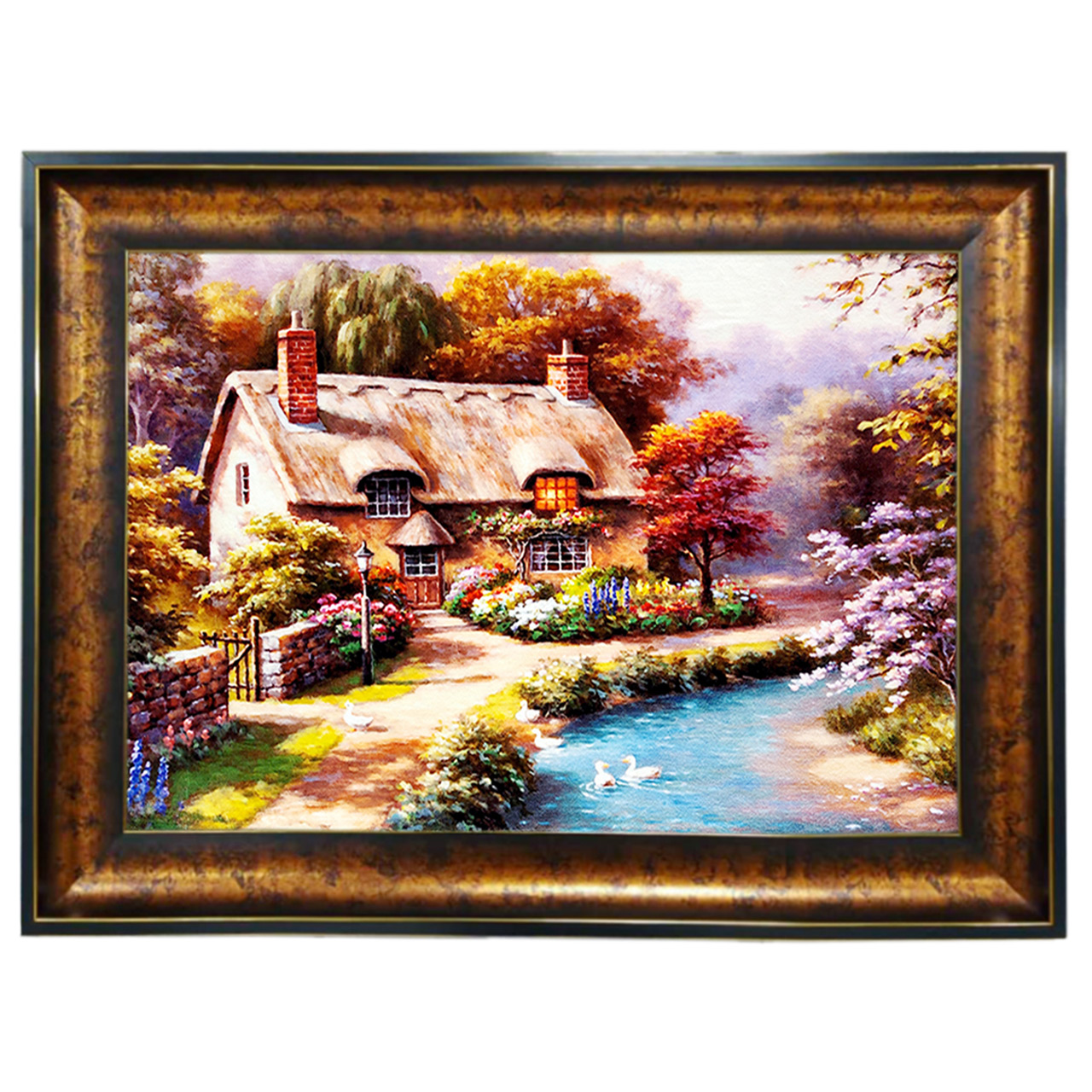 تابلو فرش چاپی طرح کلبه کد 10167 سایز 100×50 سانتی متری