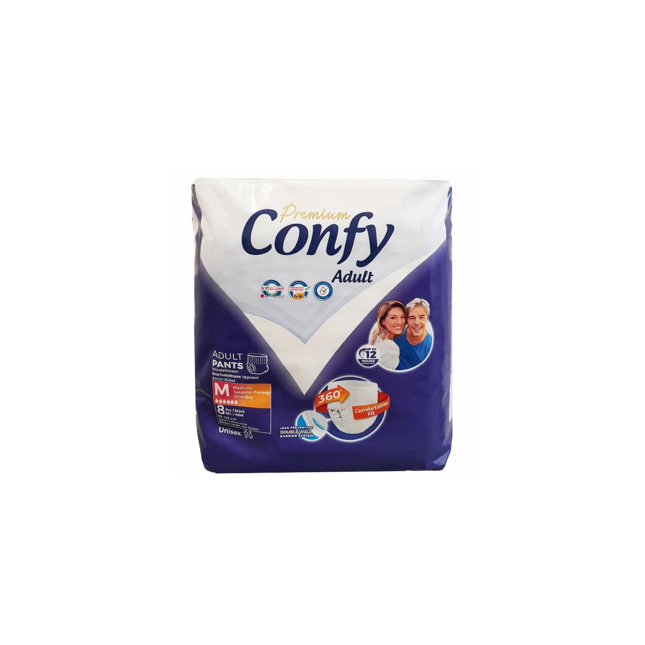 پوشک شورتی بزرگسال کانفی مدل پریمیوم سایز متوسط بسته 8 عددی