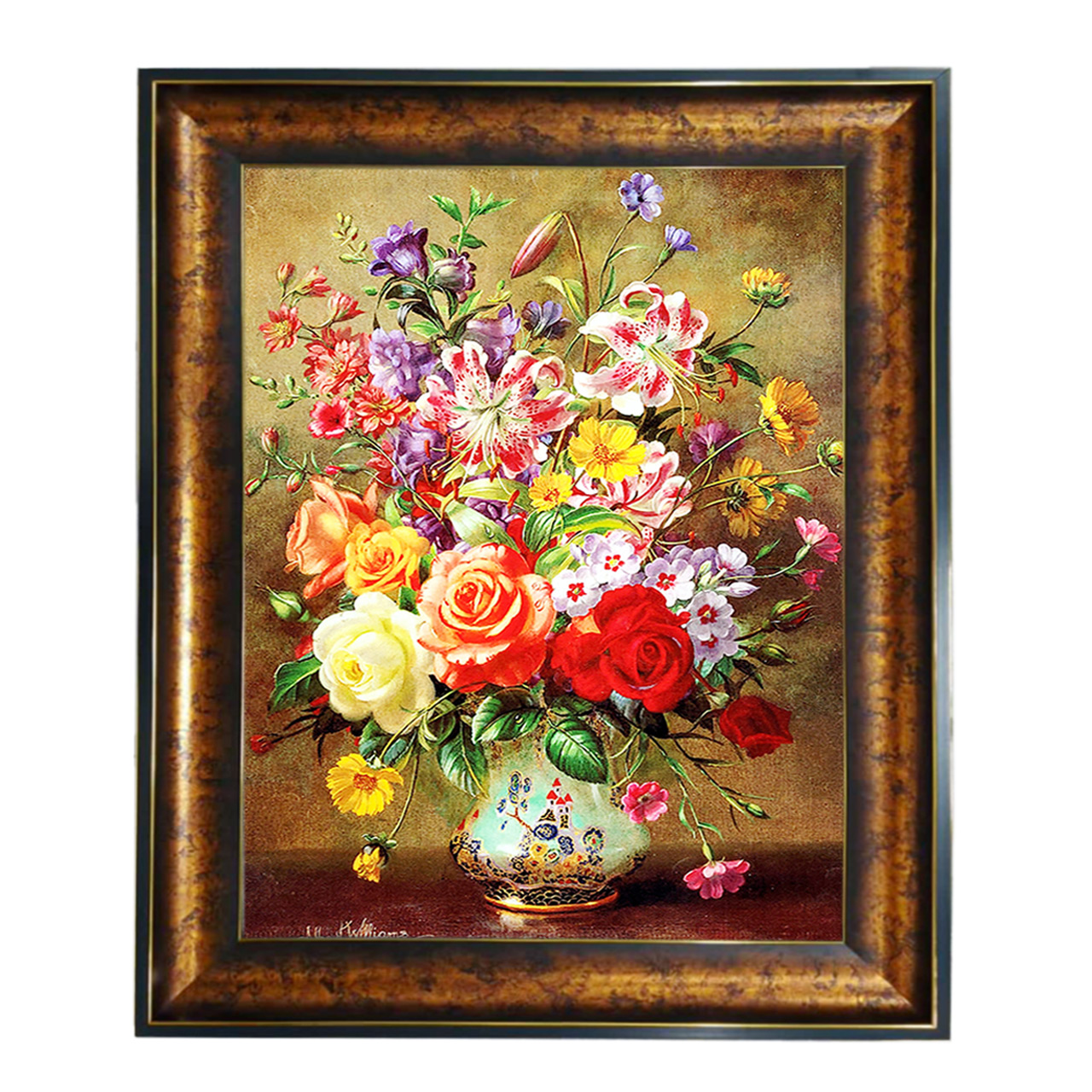 تابلو فرش چاپی طرح گل کد 12303 سایز 100×50 سانتی متری