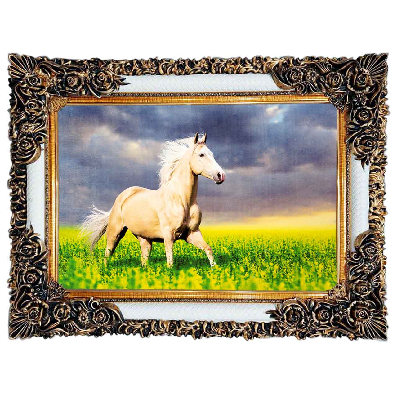 تابلو فرش چاپی طرح اسب کد 14010 سایز 100×50 سانتی متری