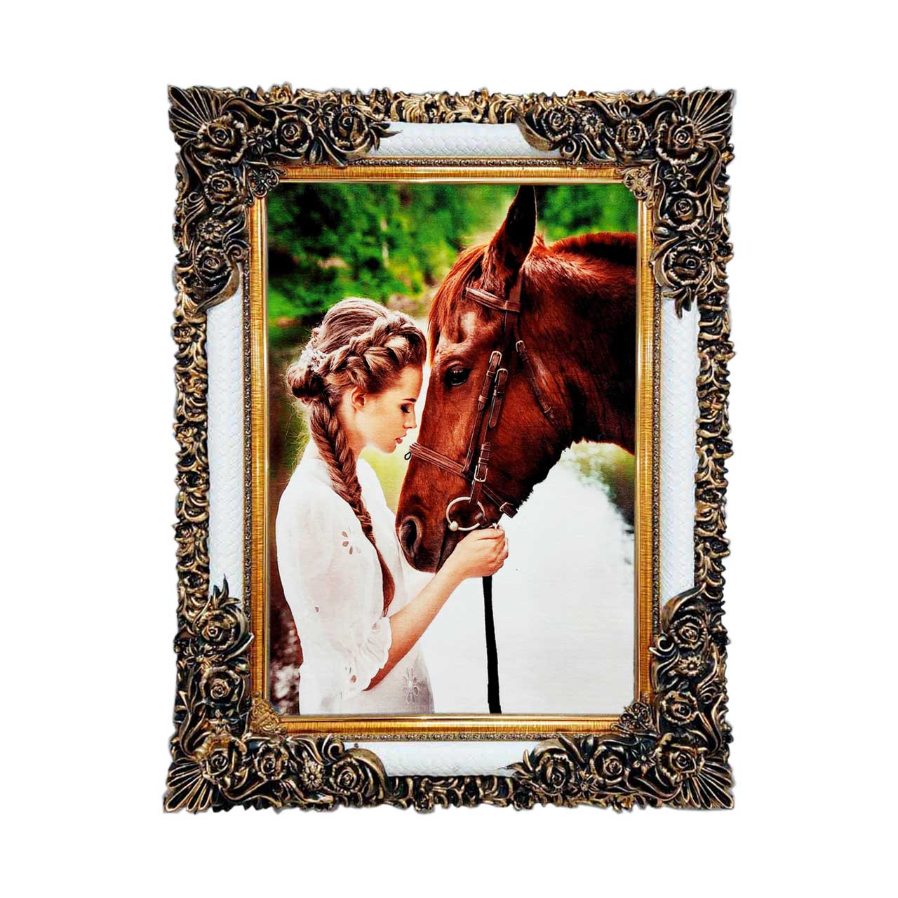 تابلو فرش چاپی طرح اسب کد 13020 سایز 50×50 سانتی متری